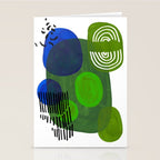 Modern Mid Century Fun Colorful Abstract Minimalist Painting Shapes & Patterns Swamp Monster Greens Stationery Card Gallery Image 2