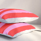 Preppy Pink and Red Vertical Stripes Pattern  Pillow Sham Gallery Image 3