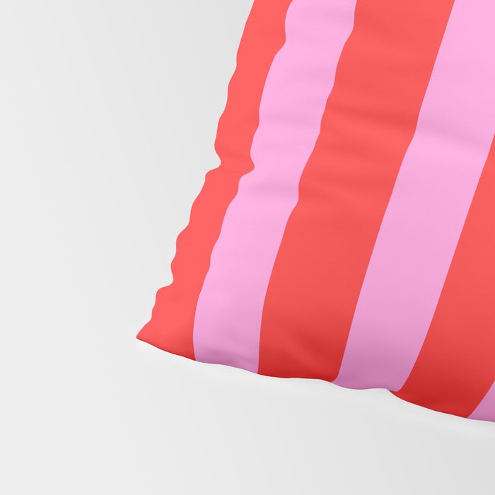 Preppy Pink and Red Vertical Stripes Pattern  Pillow Sham Gallery Image 4