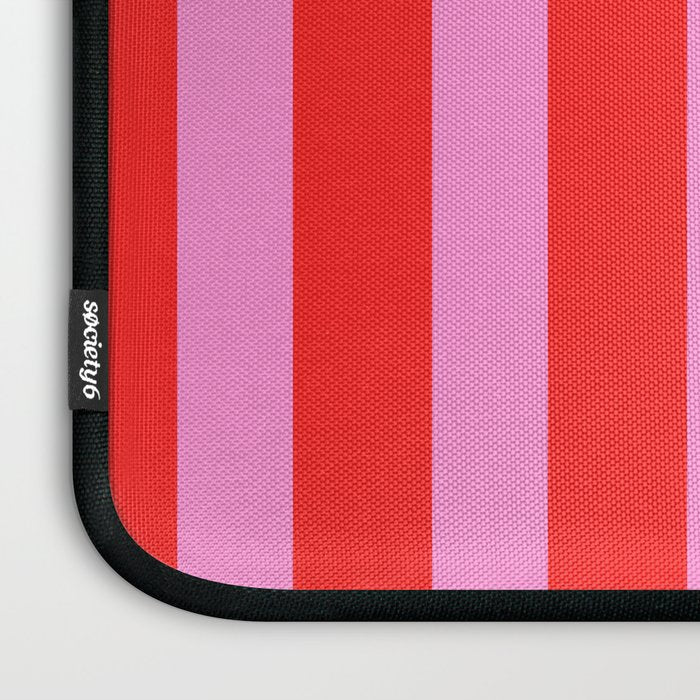 Preppy Pink and Red Vertical Stripes Pattern  Laptop Sleeve Gallery Image 3