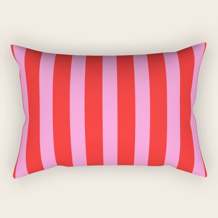 Preppy Pink and Red Vertical Stripes Pattern  Rectangular Pillow Gallery Image 2