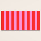 Preppy Pink and Red Vertical Stripes Pattern  Desk Mat Gallery Image 3