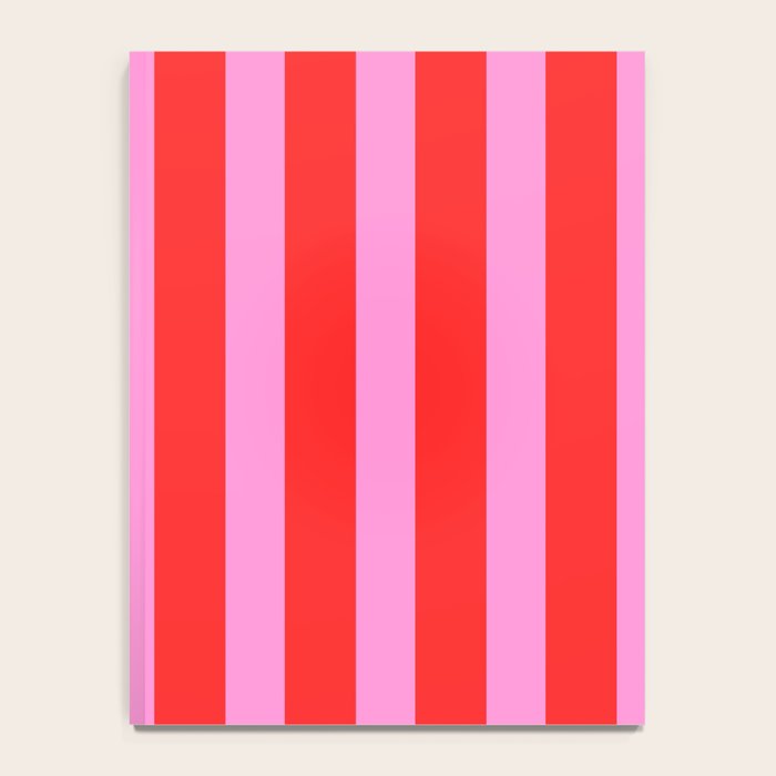 Preppy Pink and Red Vertical Stripes Pattern  Notebook Gallery Image 4