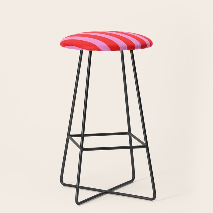 Preppy Pink and Red Vertical Stripes Pattern  Stool Gallery Image 1