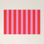 Preppy Pink and Red Vertical Stripes Pattern  Welcome Mat Gallery Image 1