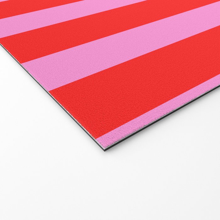 Preppy Pink and Red Vertical Stripes Pattern  Welcome Mat Gallery Image 2