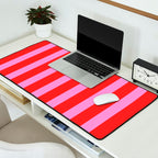 Preppy Pink and Red Vertical Stripes Pattern  Desk Mat Gallery Image 2