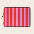 Preppy Pink and Red Vertical Stripes Pattern  Laptop Sleeve Gallery Image 1