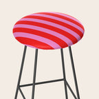 Preppy Pink and Red Vertical Stripes Pattern  Stool Gallery Image 2