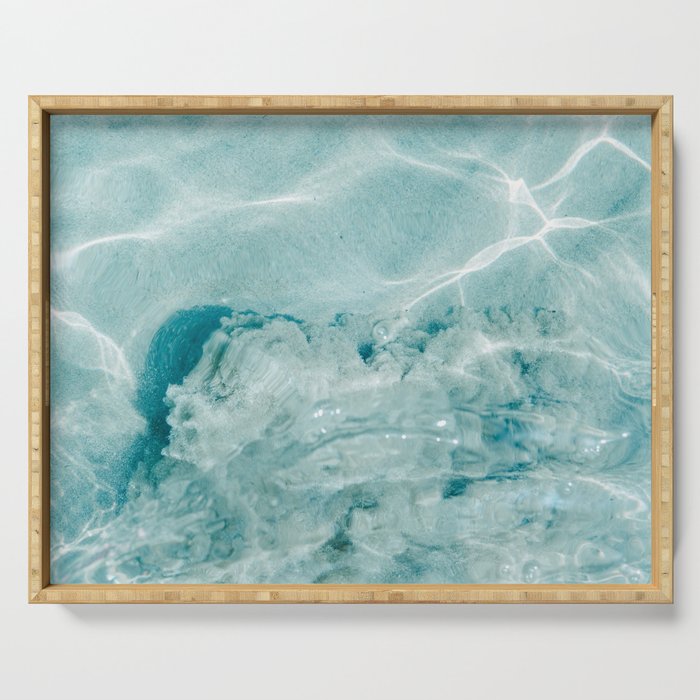 Clear blue water | Colorful ocean photography print | Turquoise sea | Square  Serving Tray Gallery Image 1