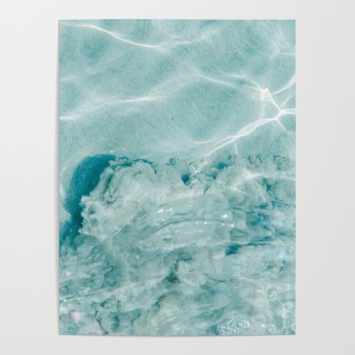 Clear blue water | Colorful ocean photography print | Turquoise sea | Square  Poster Gallery Image 1