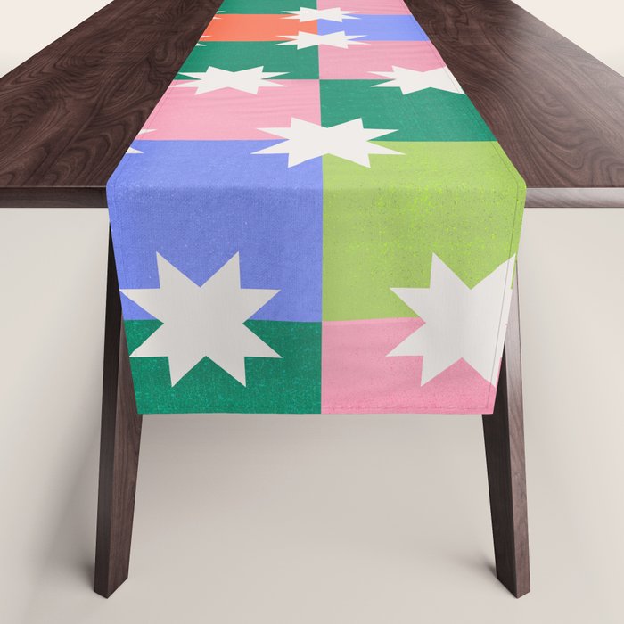 Checkered holiday pattern with stars Table Runner Gallery Image 1