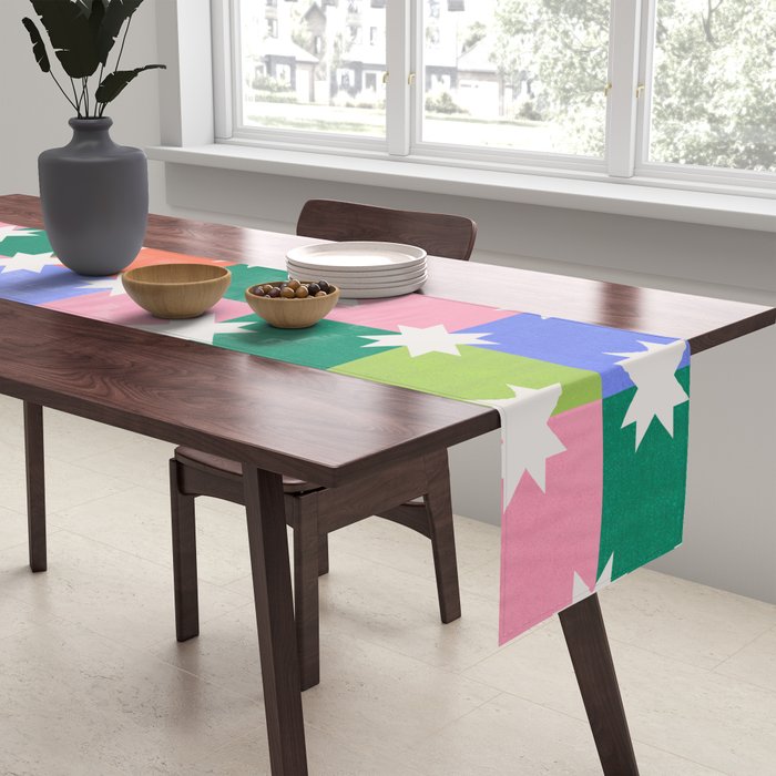 Checkered holiday pattern with stars Table Runner Gallery Image 2