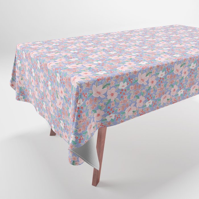 Marker Florals - Blue Coral Tablecloth Gallery Image 1