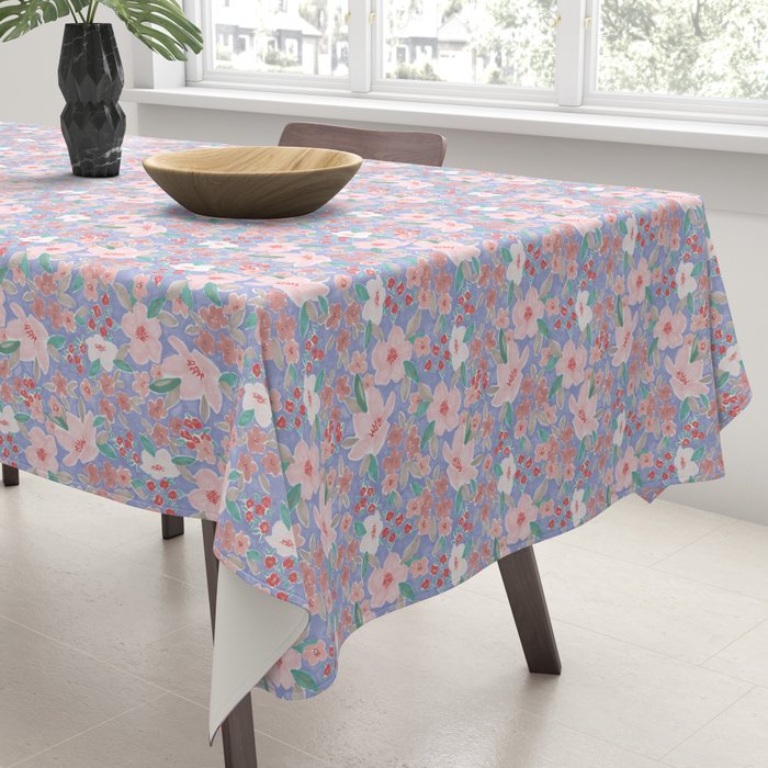 Marker Florals - Blue Coral Tablecloth Gallery Image 3