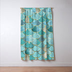 Moroccan Mermaid Fish Scale Pattern, Aqua,Teal Window Curtain Gallery Image 3