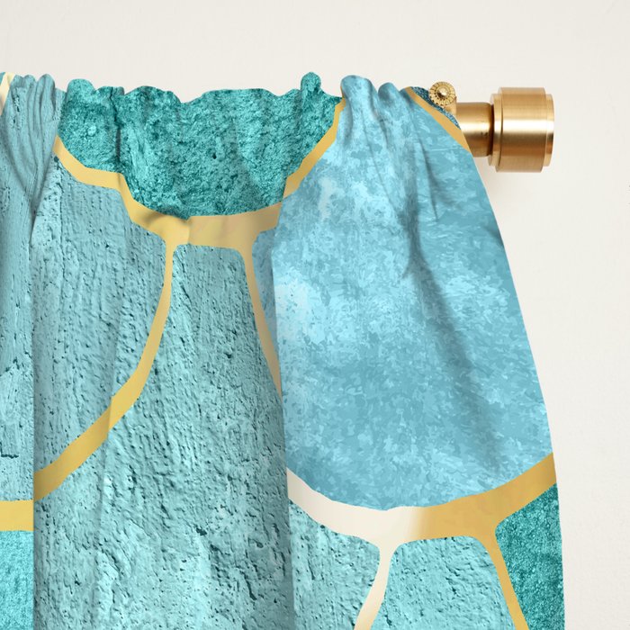 Moroccan Mermaid Fish Scale Pattern, Aqua,Teal Window Curtain Gallery Image 2