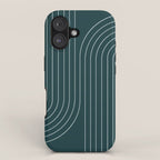 Minimal Line Curvature XCII Dark Teal Green Mid Century Modern Arch Abstract iPhone Case Gallery Image 1