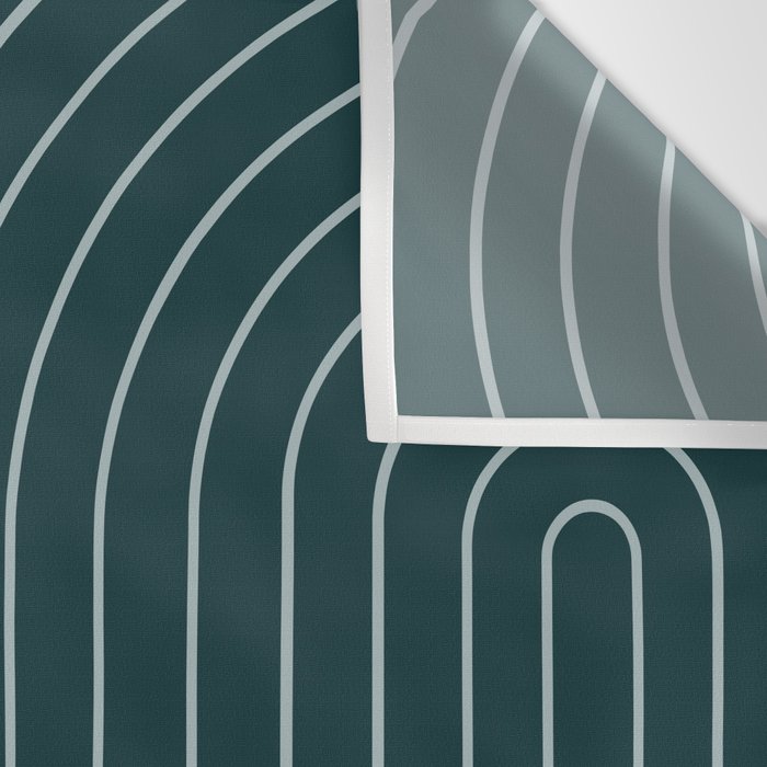 Minimal Line Curvature XCII Dark Teal Green Mid Century Modern Arch Abstract Wall Tapestry Gallery Image 3