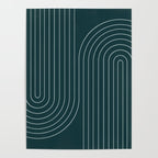 Minimal Line Curvature XCII Dark Teal Green Mid Century Modern Arch Abstract Poster Gallery Image 4