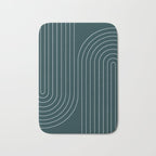 Minimal Line Curvature XCII Dark Teal Green Mid Century Modern Arch Abstract Bath Mat Gallery Image 1