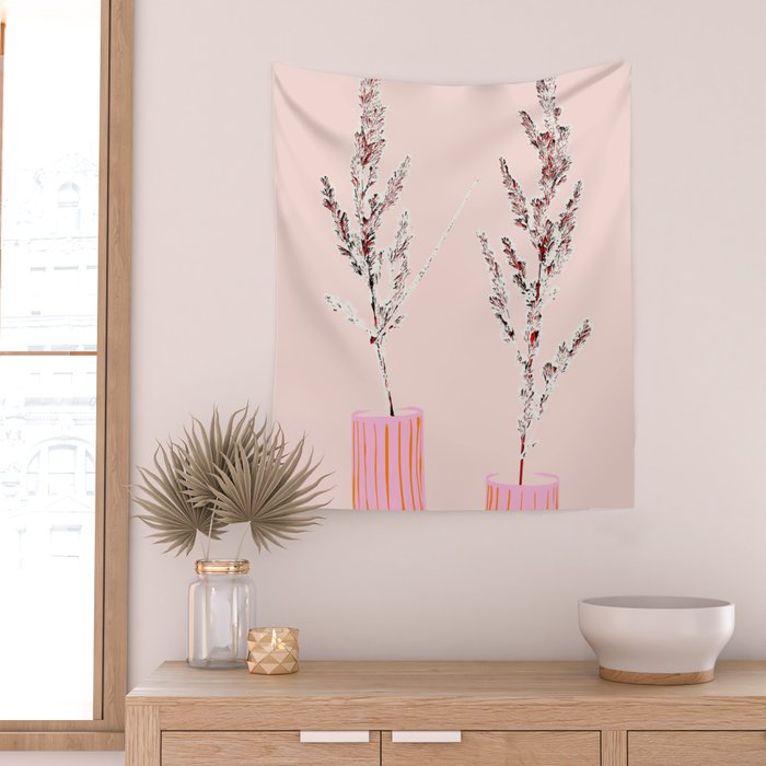 Plant based happyness Grasses 1 still life Wall Tapestry Gallery Image 2