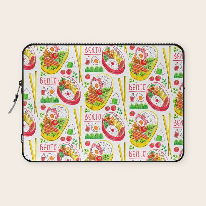 Japanese Bento Rice Lunch Box with Chopsticks & Onigiri Laptop Sleeve Gallery Image 1