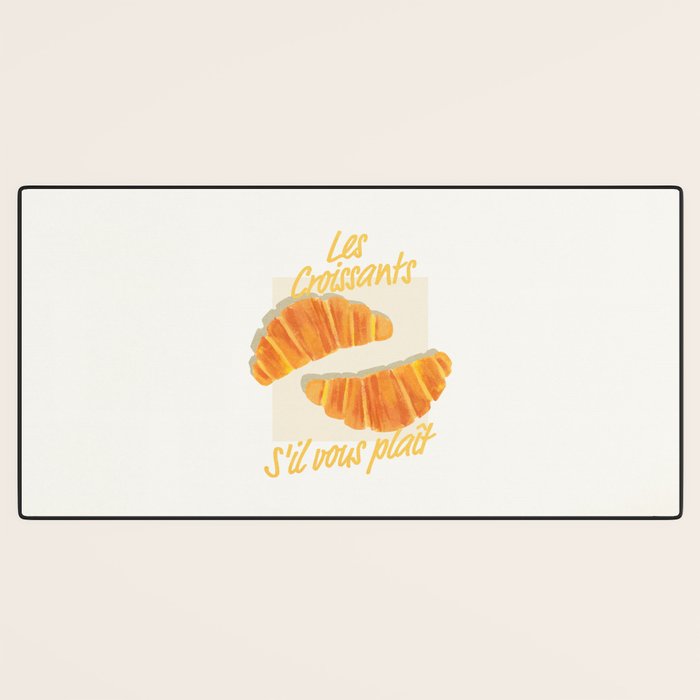 Croissants: Vintage Retro French Brunch Bakery Cafe Art Desk Mat Gallery Image 3