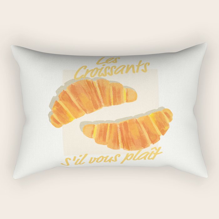 Croissants: Vintage Retro French Brunch Bakery Cafe Art Rectangular Pillow Gallery Image 1