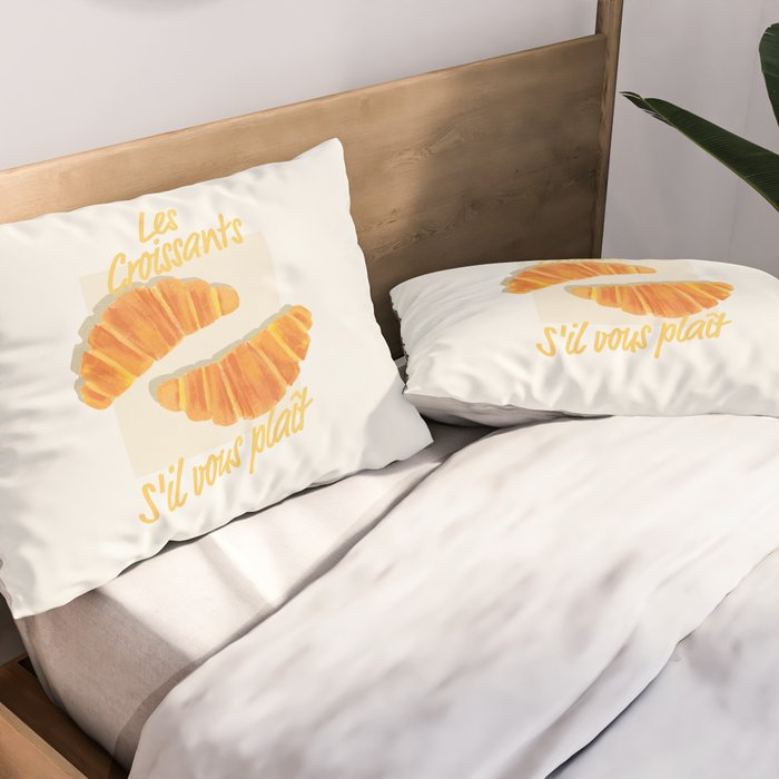 Croissants: Vintage Retro French Brunch Bakery Cafe Art Pillow Sham Gallery Image 2