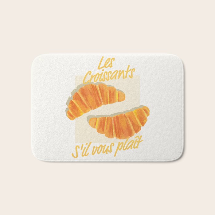Croissants: Vintage Retro French Brunch Bakery Cafe Art Bath Mat Gallery Image 1