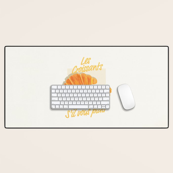 Croissants: Vintage Retro French Brunch Bakery Cafe Art Desk Mat Gallery Image 1