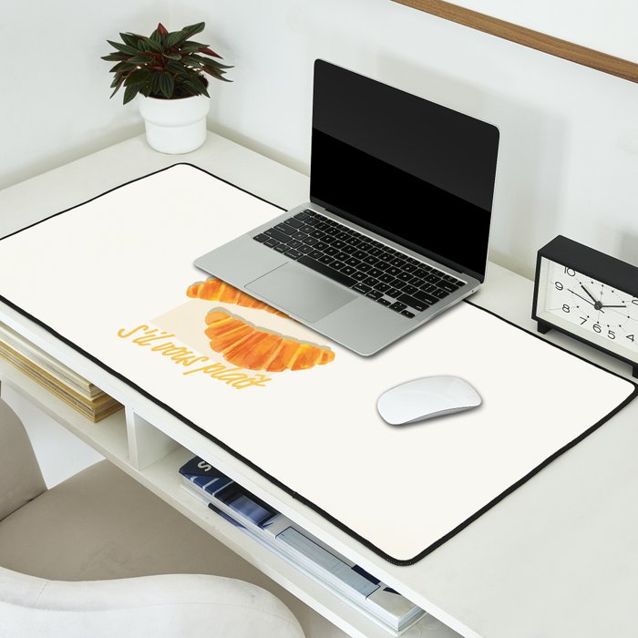 Croissants: Vintage Retro French Brunch Bakery Cafe Art Desk Mat Gallery Image 2