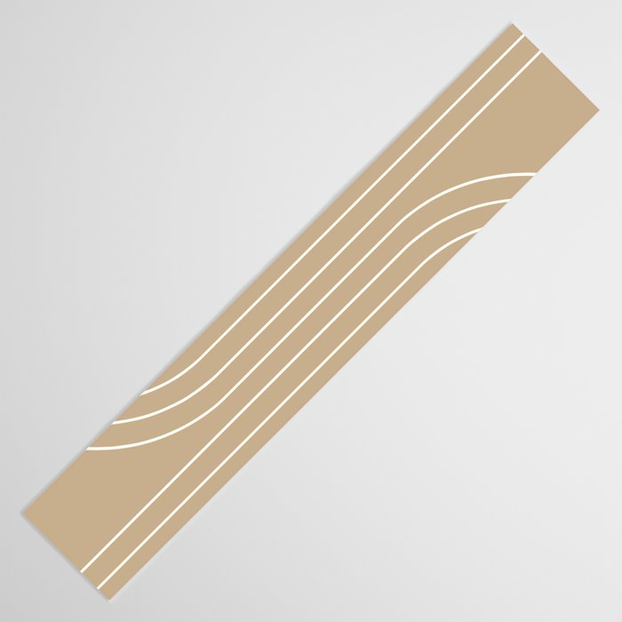 Minimal Line Curvature LXXXV Neutral Tan Mid Century Modern Arch Abstract Table Runner Gallery Image 3