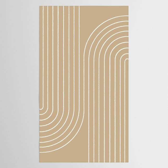 Minimal Line Curvature LXXXV Neutral Tan Mid Century Modern Arch Abstract Tablecloth Gallery Image 2