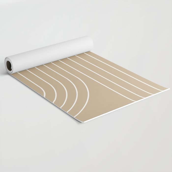 Minimal Line Curvature LXXXV Neutral Tan Mid Century Modern Arch Abstract Yoga Mat Gallery Image 2
