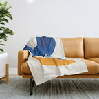 Minimalist Abstract Mid Century Modern Colorful Shape Yellow Blue Pattern Fun Art Throw Blanket Gallery Image 1