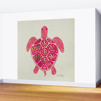 Sea Turtle in Pink & Gold Wall Mural Gallery Image 2