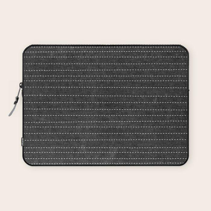 stitched stripes - charcoal Laptop Sleeve Gallery Image 1
