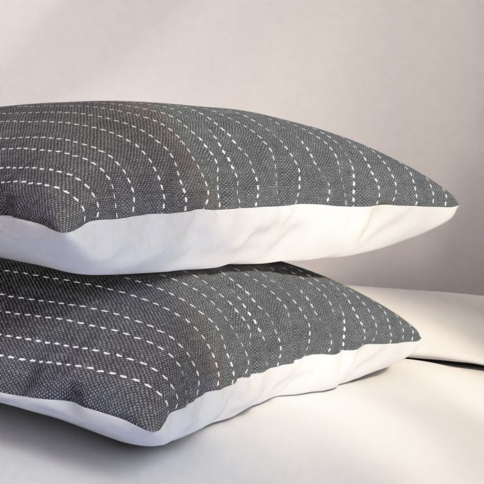 stitched stripes - charcoal Pillow Sham Gallery Image 3