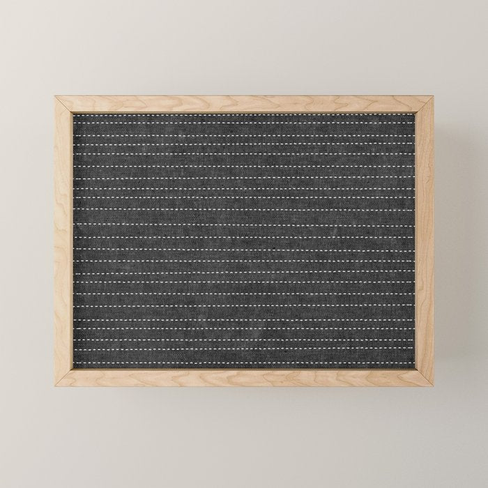 stitched stripes - charcoal Mini Art Print Gallery Image 1