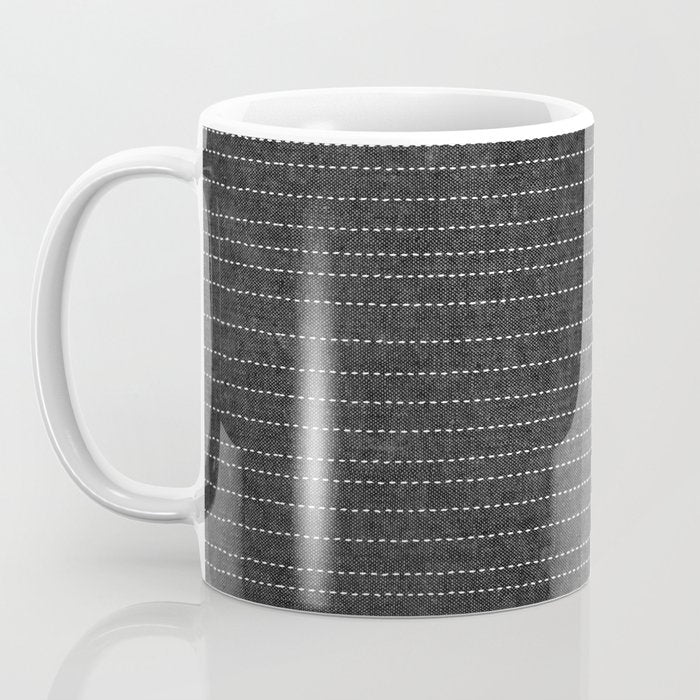 stitched stripes - charcoal Coffee Mug Gallery Image 3