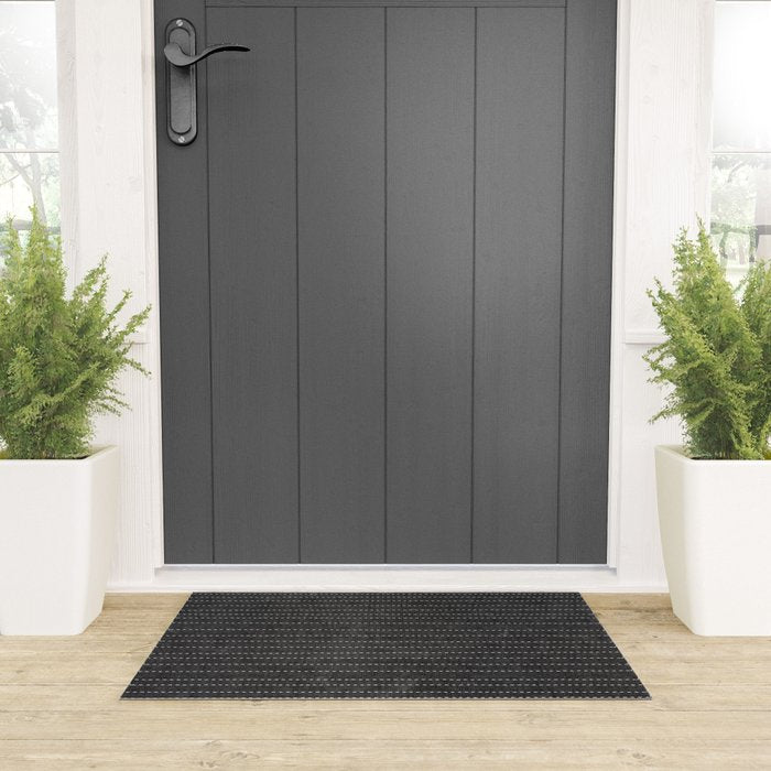 stitched stripes - charcoal Welcome Mat Gallery Image 3