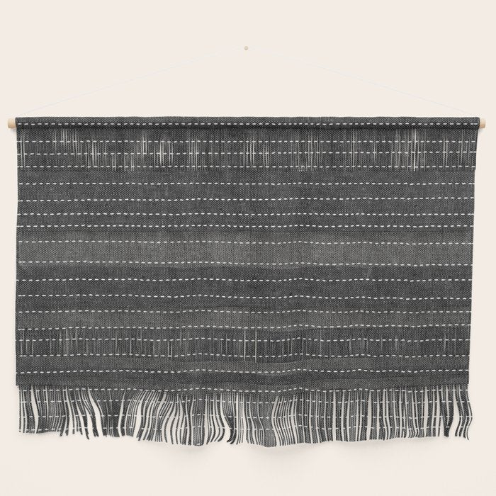 stitched stripes - charcoal Wall Hanging Gallery Image 1