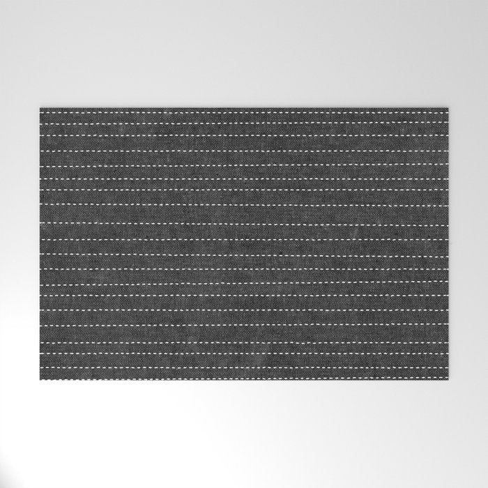stitched stripes - charcoal Welcome Mat Gallery Image 1