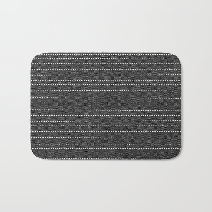 stitched stripes - charcoal Bath Mat Gallery Image 1