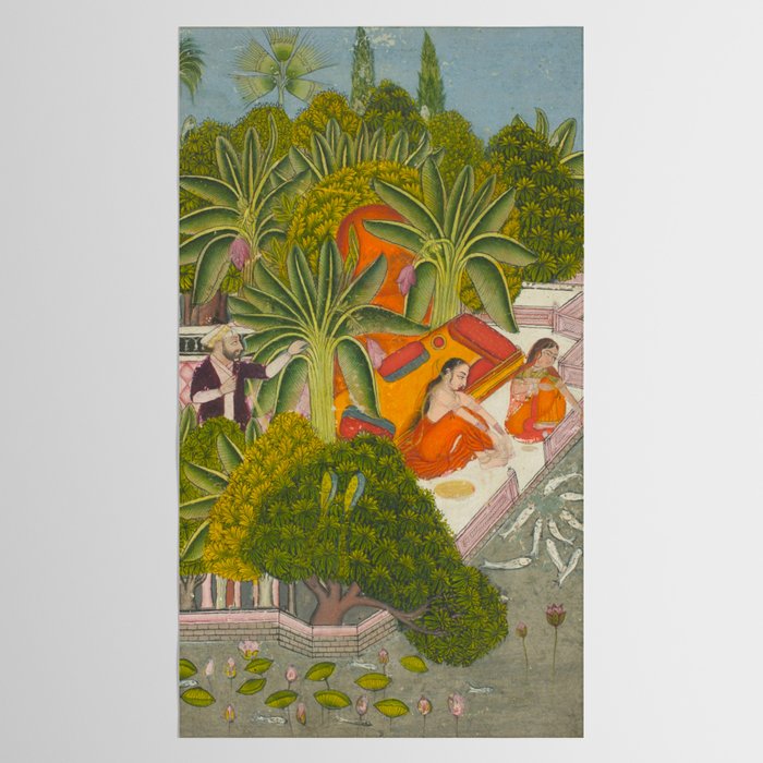 Title Royal Women Feeding Fish Place India Indian Miniature Painting  Tablecloth Gallery Image 2