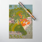 Title Royal Women Feeding Fish Place India Indian Miniature Painting  Wrapping Paper Gallery Image 1