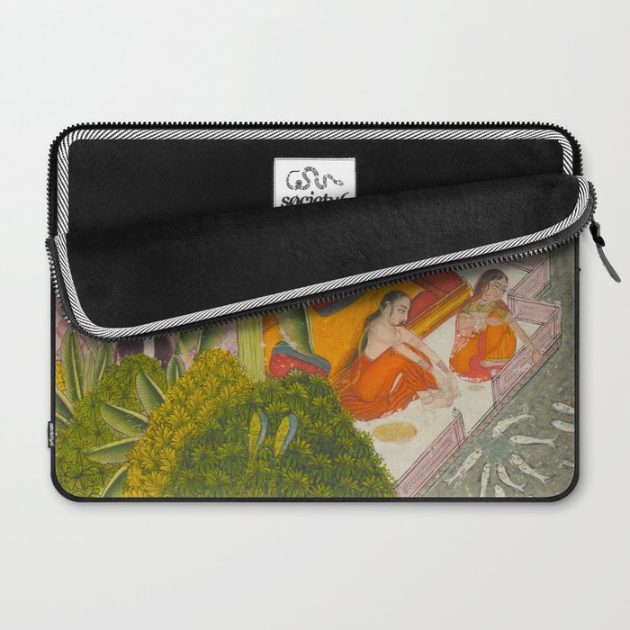 Title Royal Women Feeding Fish Place India Indian Miniature Painting  Laptop Sleeve Gallery Image 2