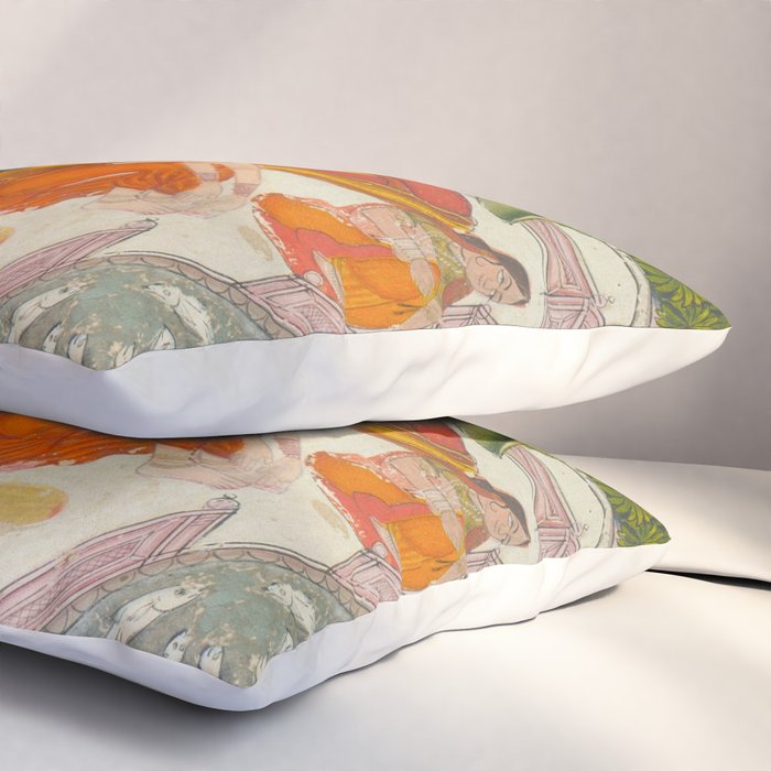 Title Royal Women Feeding Fish Place India Indian Miniature Painting  Pillow Sham Gallery Image 3